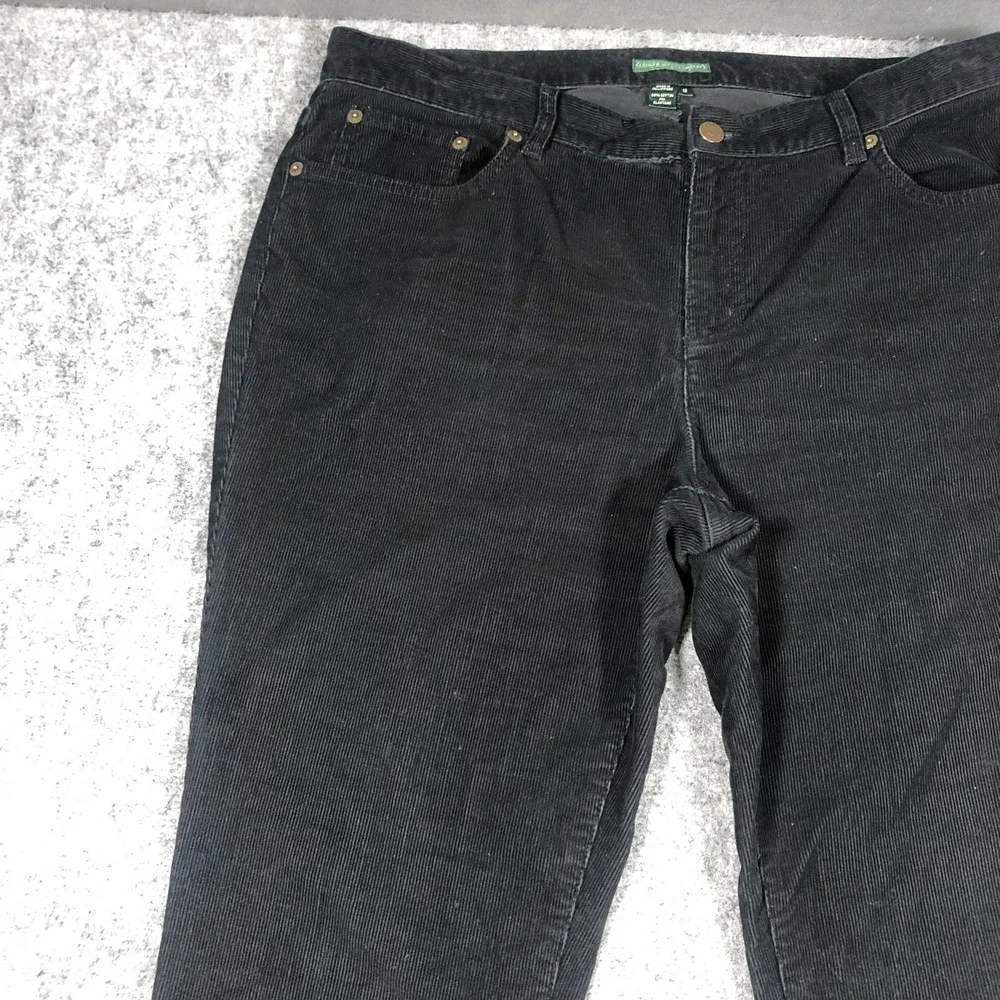 Lauren Jeans Co Corduroy Pants Womens 12 Black Straight Stretch Classic Casual